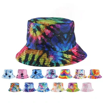 Printed flat top flower universal plain four seasons universal decorative spot wide-brimmed fisherman hat thumbnail