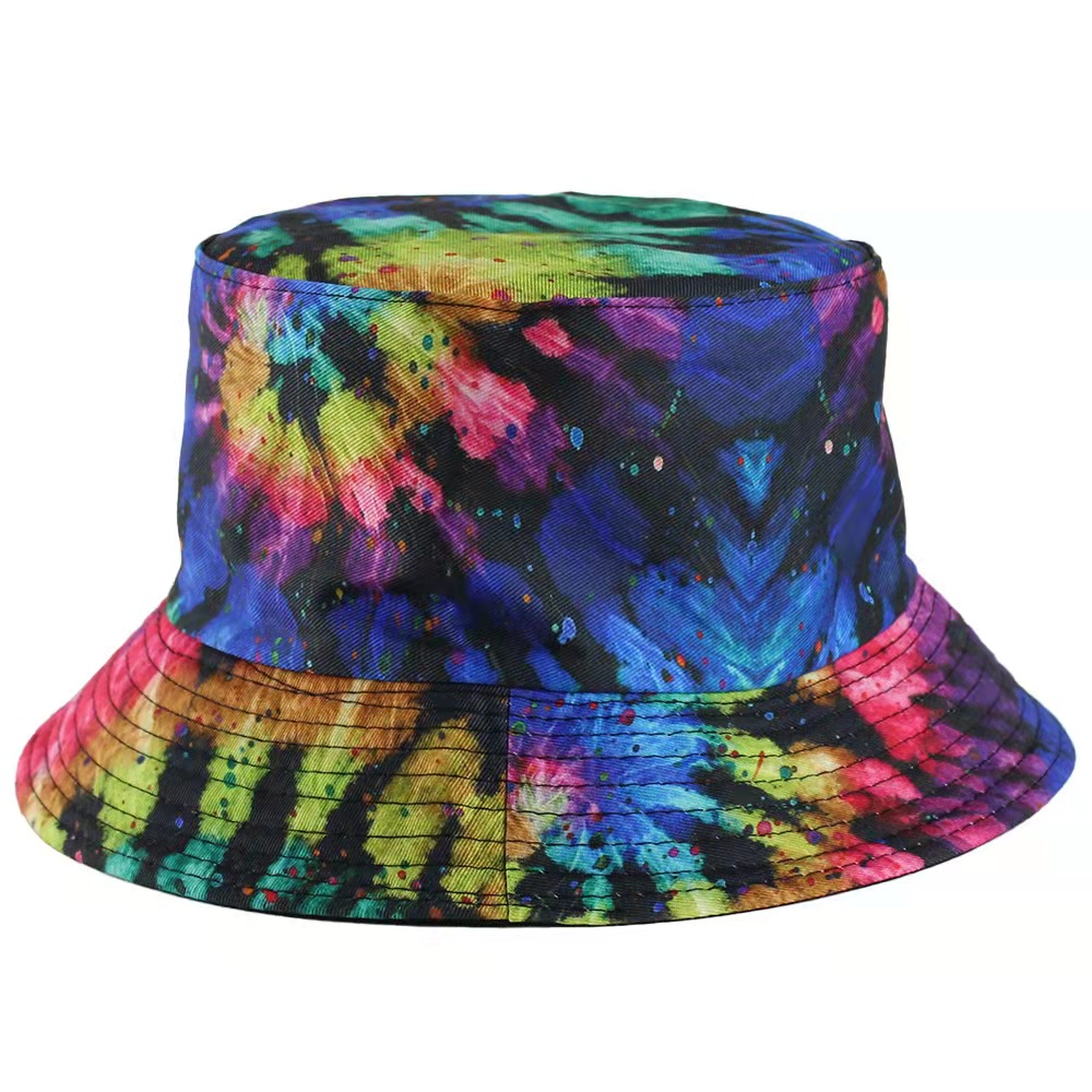 Printed flat top flower universal plain four seasons universal decorative spot wide-brimmed fisherman hat Application Scenario