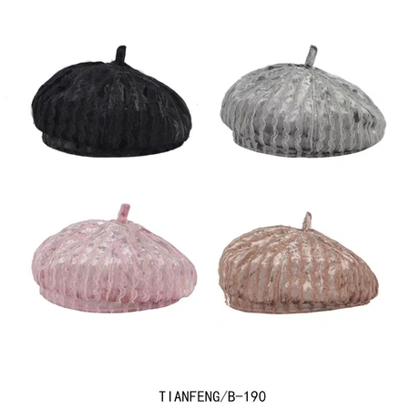 Beret lady spring and autumn Korean web celebrity octagonal hat day art versatile pumpkin hat retro British velvet hat trend full figure