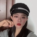 Korea edition autumn winter wool cap children fashion rhinestone adornment navy cap flat top cap personality versatile octagonal cap Specification drawing