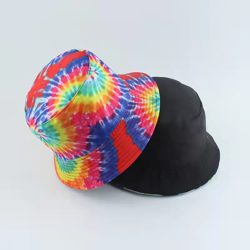 Printed flat top flower universal plain four seasons universal decorative spot wide-brimmed fisherman hat Item Picture