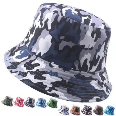 Summer camo bucket hat men women outdoor sunscreen foldable double-sided fisherman cap fishing mountaineering couple sun hat thumbnail