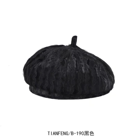 Beret lady spring and autumn Korean web celebrity octagonal hat day art versatile pumpkin hat retro British velvet hat trend Specification drawing