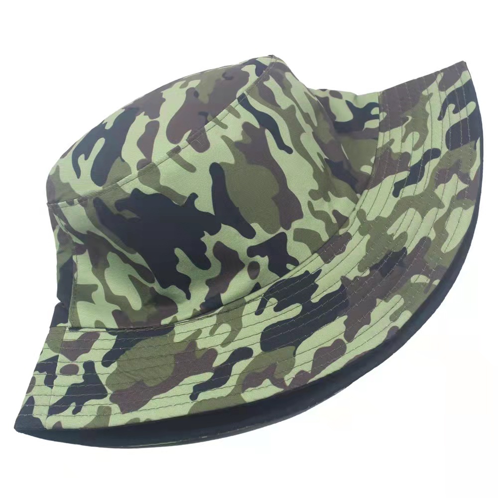 Summer camo bucket hat men women outdoor sunscreen foldable double-sided fisherman cap fishing mountaineering couple sun hat undefined